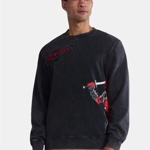 XS Deadpool Men's Front to Back Graphic Sweatshirt with Long Sleeves